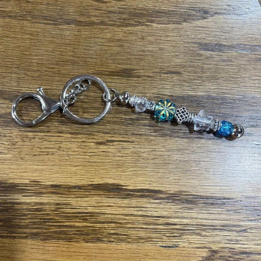 Decorated Multi Color Ink Pen + Refill &‎ Matching Key Chain Beaded Handmade NEW